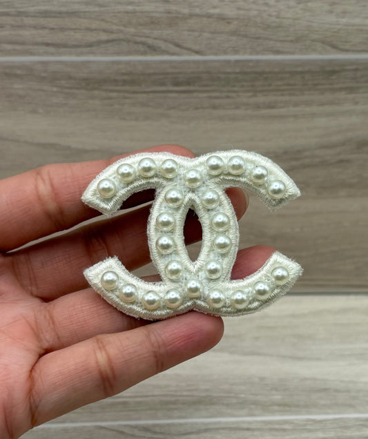 Pearl CC Style Adhesive Patch – Luxury Inspired Embroidered Appliqué
