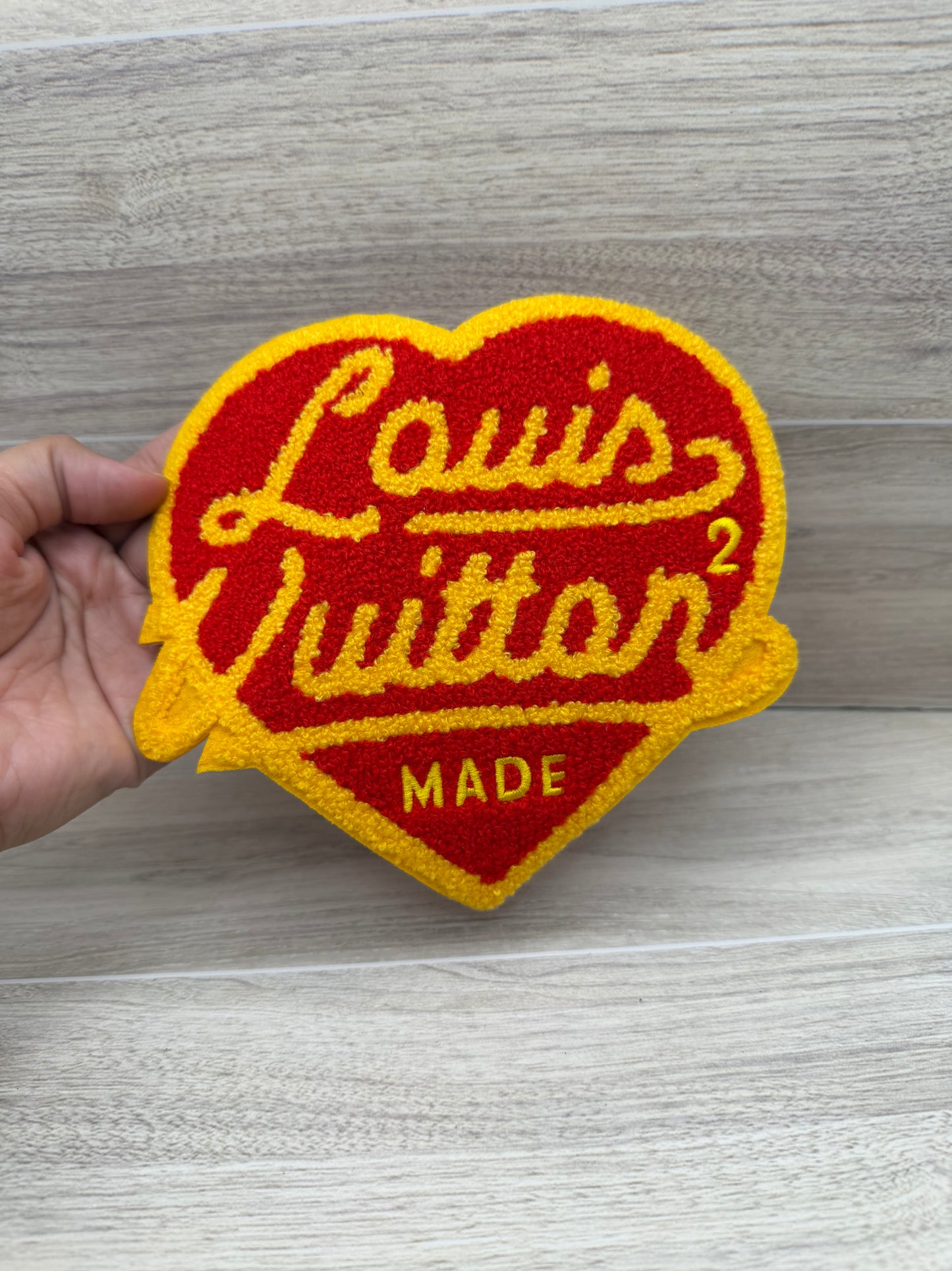 Large Chenille Heart Iron-On Patch | 6” x 6” Fuzzy Letter Appliqué | DIY Jackets, Hoodies & Bags