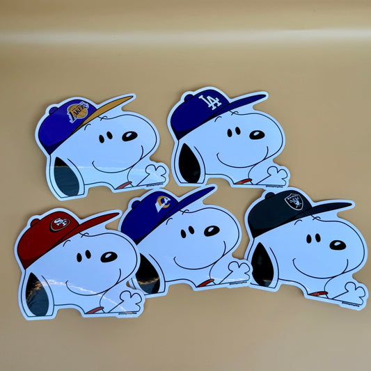Snoopy Sports Team Stickers ⚡🏀⚾🏈 | Waterproof UV Vinyl | 4” Wide