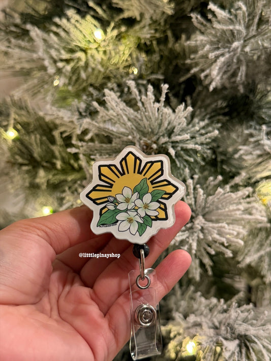 Sun Sampaguita ID Badge Reel ( Alligator Clip )