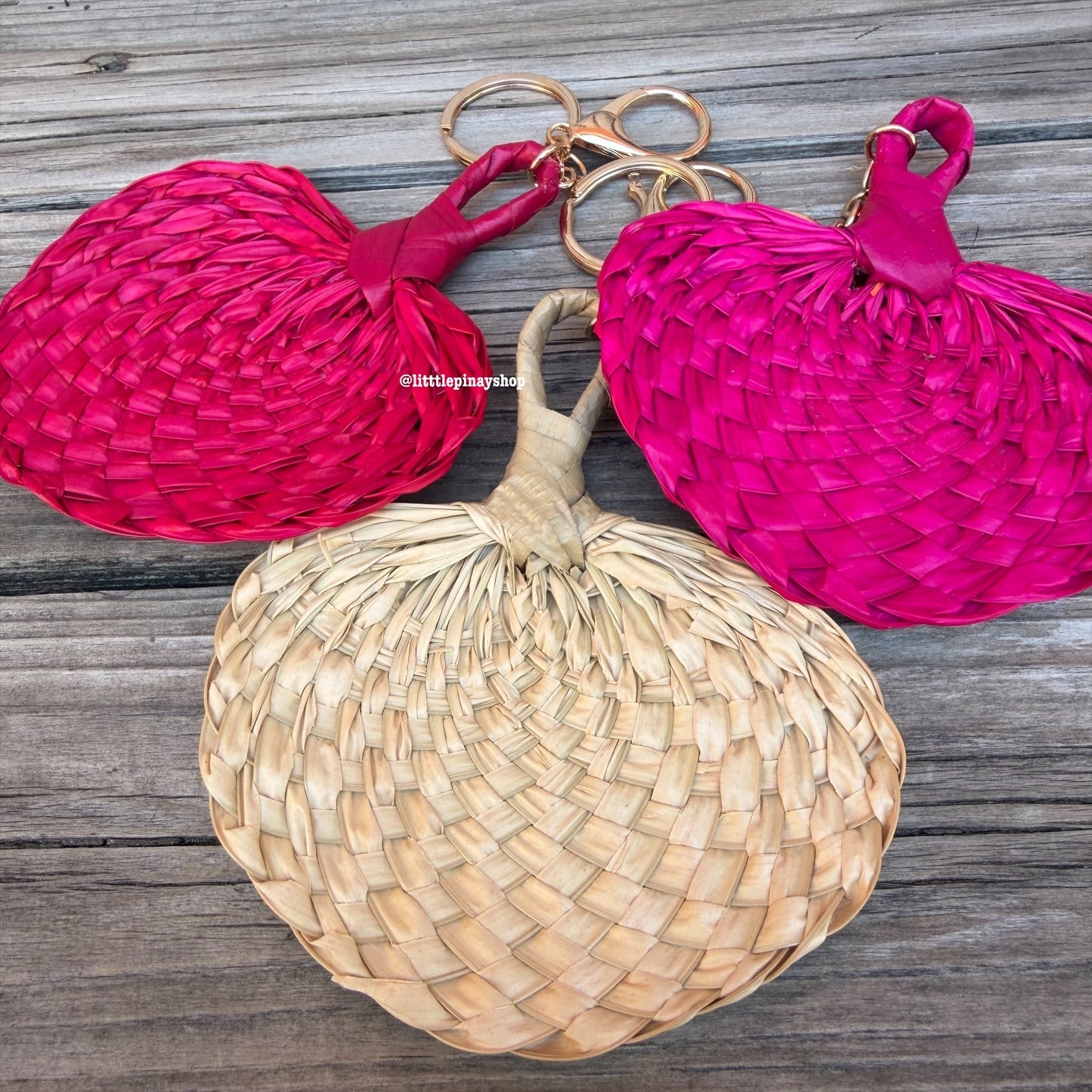 Mini Abaniko Keychain, Bag Charm w Gold Accessories