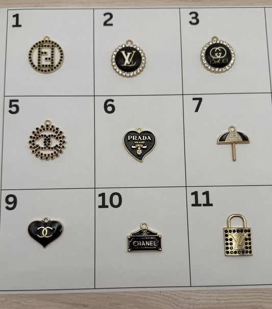 Black & Gold | Designer-Inspired Pendant Charm | Choose Your Style | DIY Jewelry, Keychains & Accessories (Sold Individually)