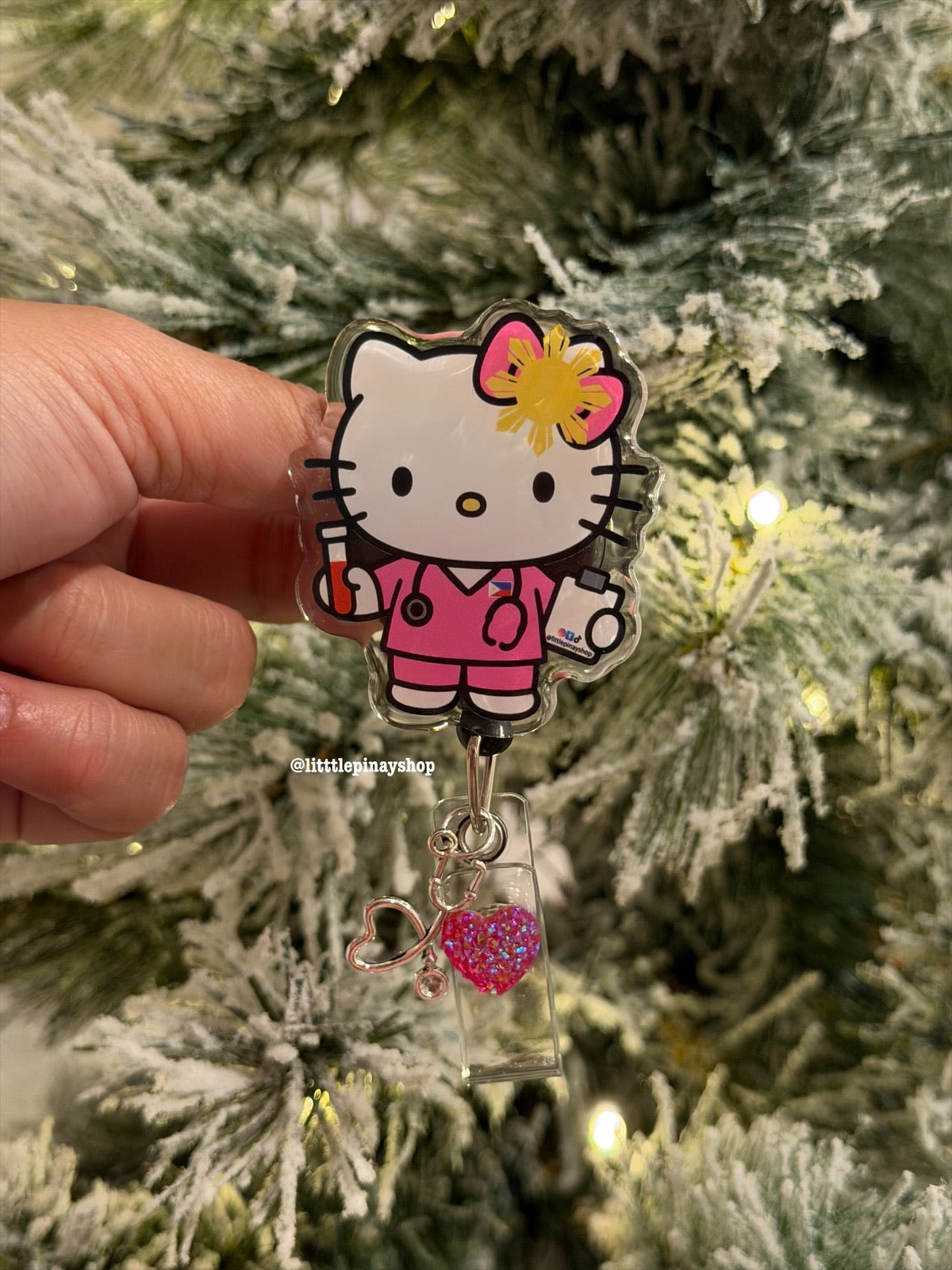 Pink Kawaii ID Badge Reel ( Alligator Clip )
