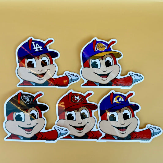 Filipino Jollibee Inspired Car Decal 🇵🇭 | Peeker Sticker | Sports Team Edition | Waterproof UV Vinyl | 4” Wide