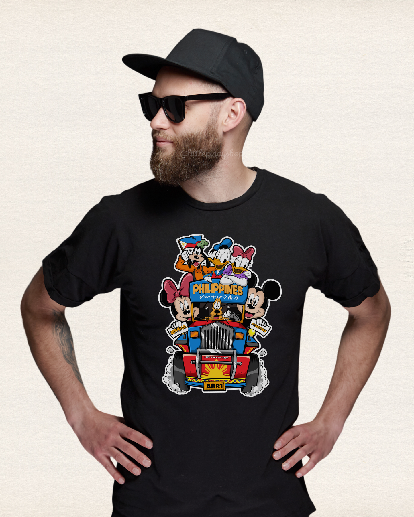 Jeepney Mickey and Friends Softstyle Unisex Black Tee