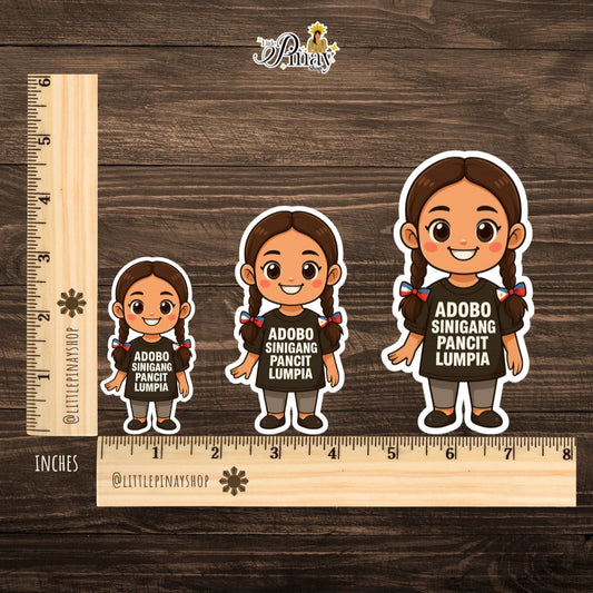 Pinay Foodie Girl Sticker – Adobo, Sinigang, Pancit, Lumpia