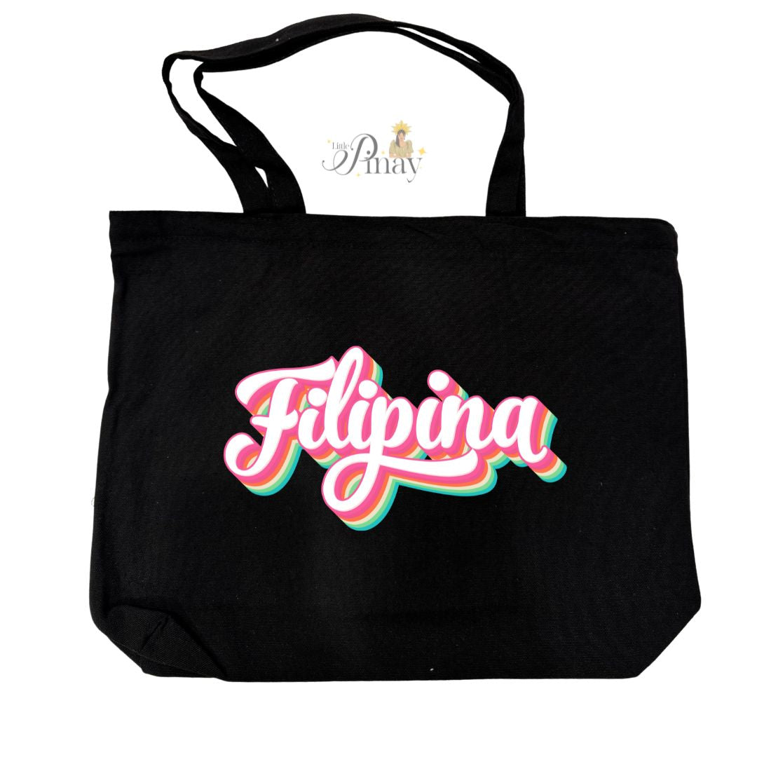 Filipina Retro Graphic Zippered Tote Bag