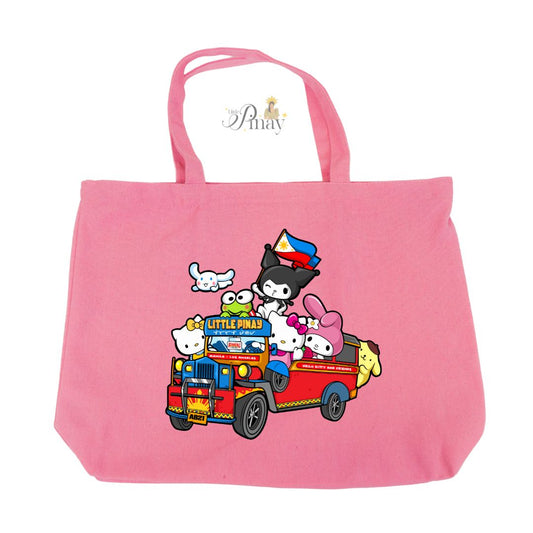 Kawaii Jeepney Friends Zippered Tote Bag