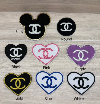 CC Heart Logo Style Iron On Patch | Choose Shape & Color | Embroidered Applique