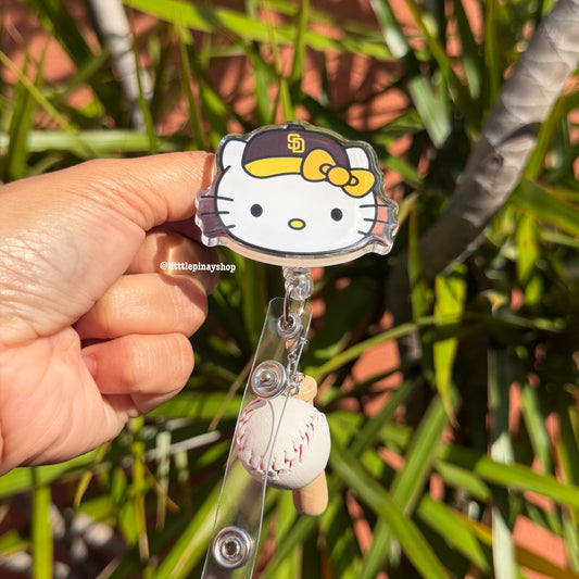 Hello Kitty San Diego Padres Baseball ID Badge Reel ( Alligator Clip )
