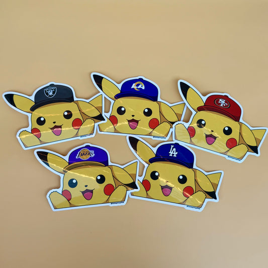 Pikachu Sports Team Stickers ⚡🏀⚾🏈 | Waterproof UV Vinyl | 4” Wide