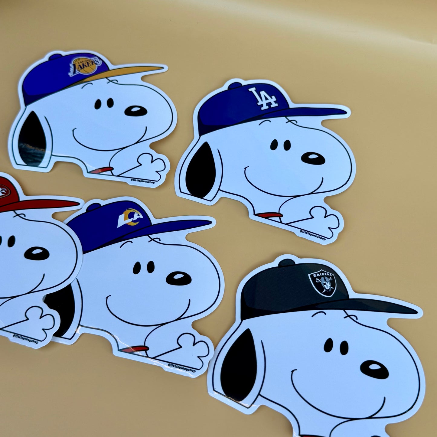 Snoopy Sports Team Stickers ⚡🏀⚾🏈 | Waterproof UV Vinyl | 4” Wide