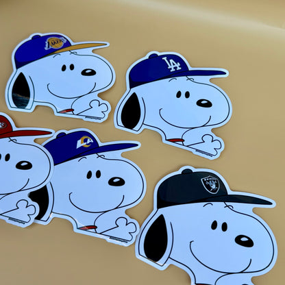 Snoopy Sports Team Stickers ⚡🏀⚾🏈 | Waterproof UV Vinyl | 4” Wide
