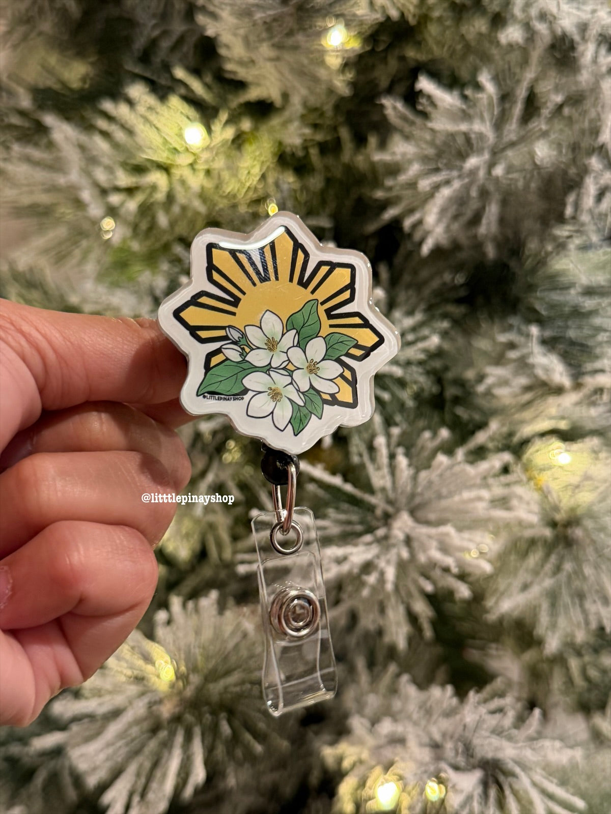 Sun Sampaguita ID Badge Reel ( Alligator Clip )