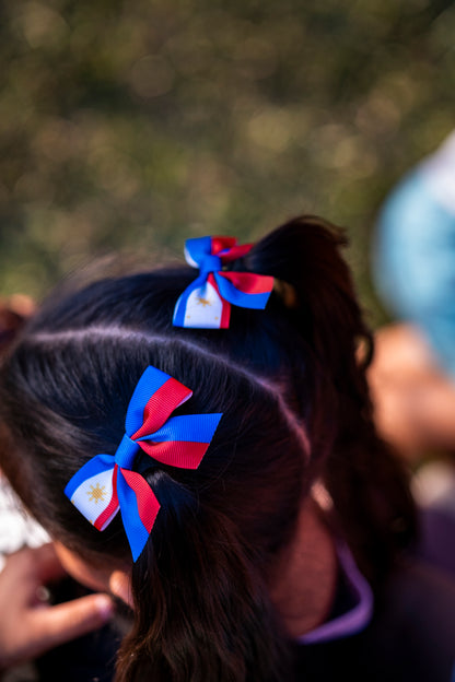 Filipina Pride Hair Clip Bows (Set of 2) | Filipino Flag Bows for Kids & Youth