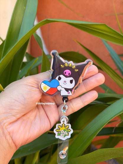 Kuromi Heart Ph Flag ID Badge Reel ( Alligator Clip )