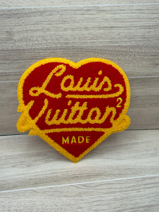 Large Chenille Heart Iron-On Patch | 6” x 6” Fuzzy Letter Appliqué | DIY Jackets, Hoodies & Bags