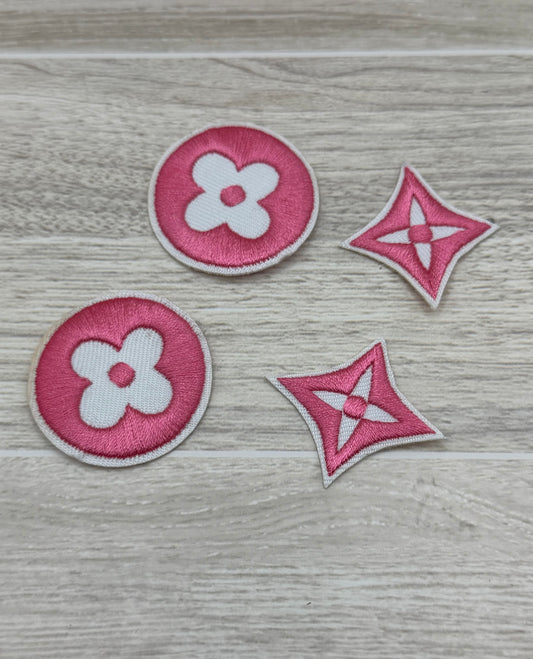 Pink Designer-Inspired Monogram Iron-On Patch Set ( 4pcs )