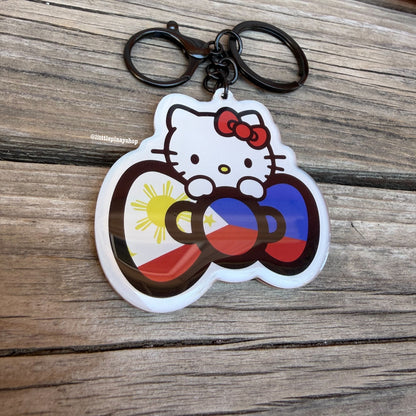 Kitty Ph Flag Bow Acrylic Keychain , Bag Charm