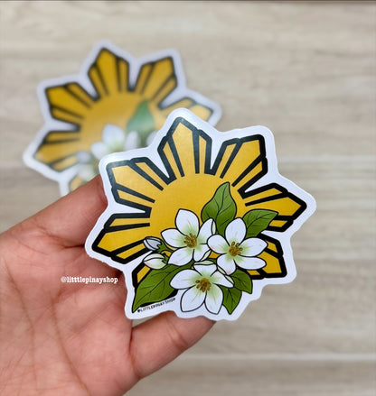 Filipino Sun Sampaguita Sticker | Waterproof Vinyl Stickers Decal