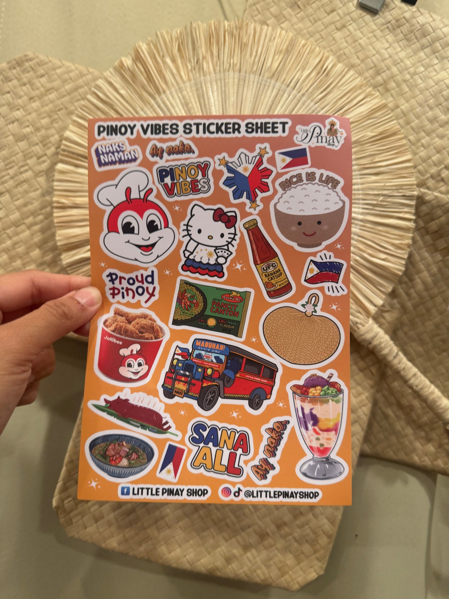 🇵🇭 Pinoy Vibes – Waterproof Vinyl PVC Sticker Sheet (5.2” × 7.5”) | Little Pinay Shop