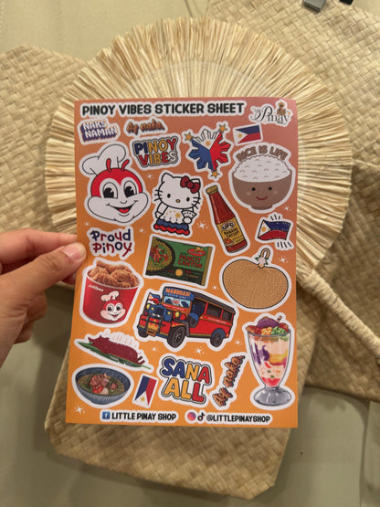 🇵🇭 Pinoy Vibes – Waterproof Vinyl PVC Sticker Sheet (5.2” × 7.5”) | Little Pinay Shop