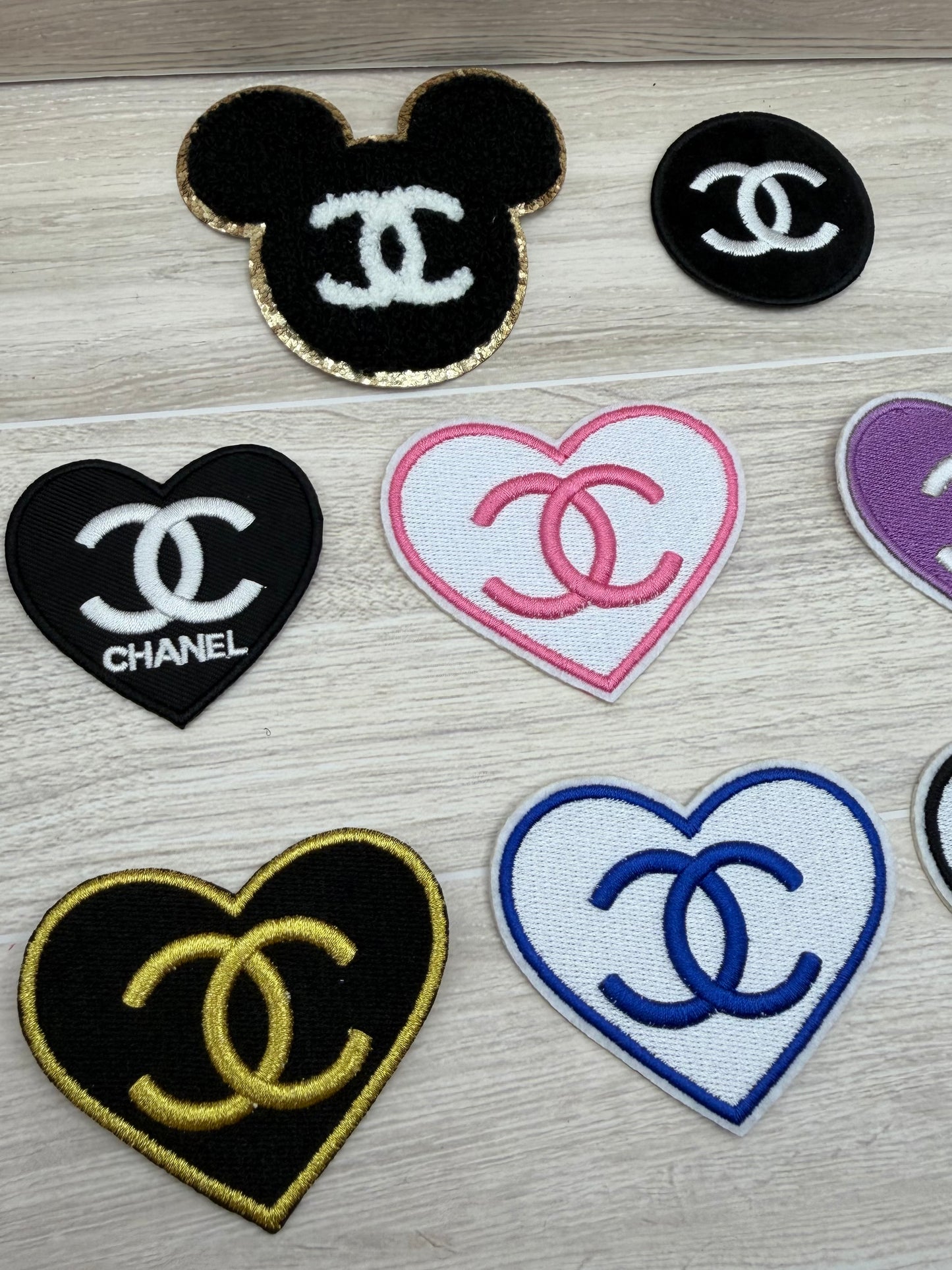 CC Heart Logo Style Iron On Patch | Choose Shape & Color | Embroidered Applique