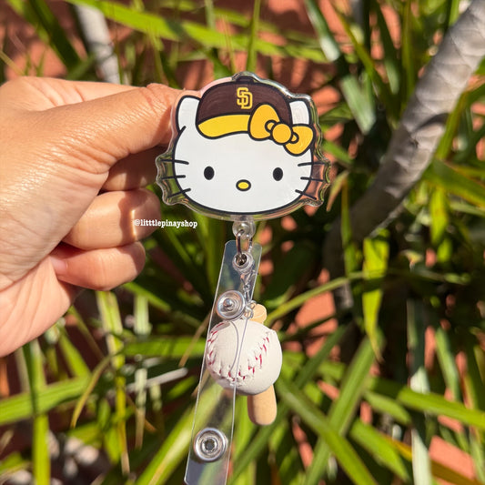 Hello Kitty San Diego Padres Baseball ID Badge Reel ( Alligator Clip )