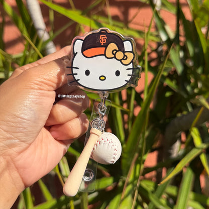 Hello Kitty SF Giants Baseball ID Badge Reel ( Alligator Clip )