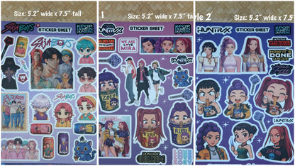 ✨ Kpop Demon Hunters – Waterproof Vinyl PVC Sticker Sheets (5.2” W × 7.5” H)