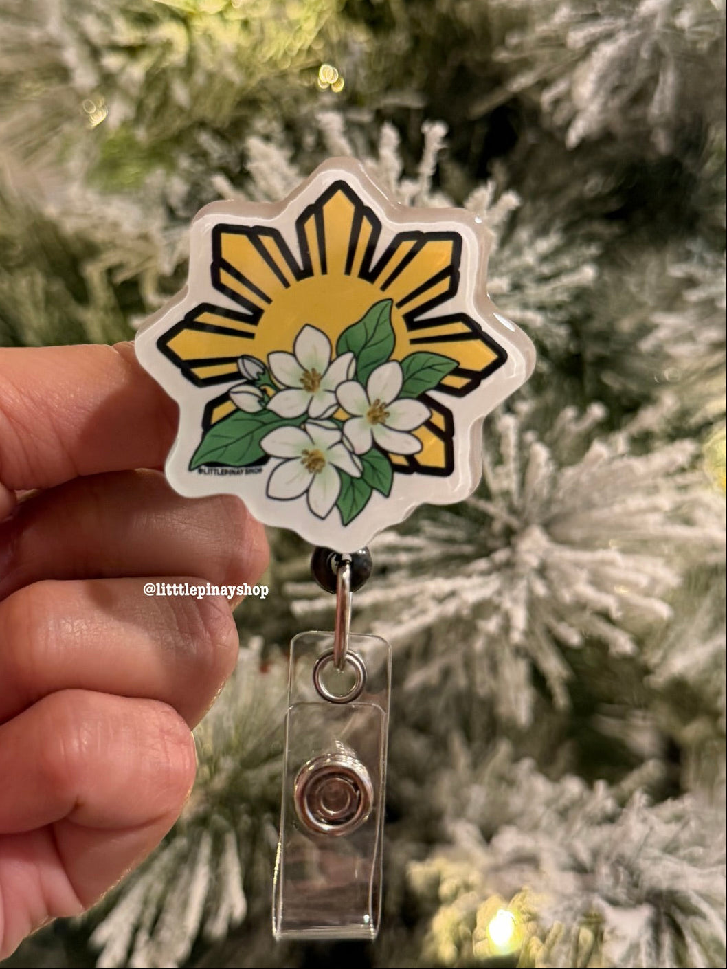 Sun Sampaguita ID Badge Reel ( Alligator Clip )