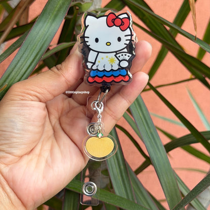 Kitty Pamaypay ID Badge Reel w/ Pamaypay Dangling Charm ( Alligator Clip )