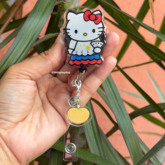 Kitty Pamaypay ID Badge Reel w/ Pamaypay Dangling Charm ( Alligator Clip )