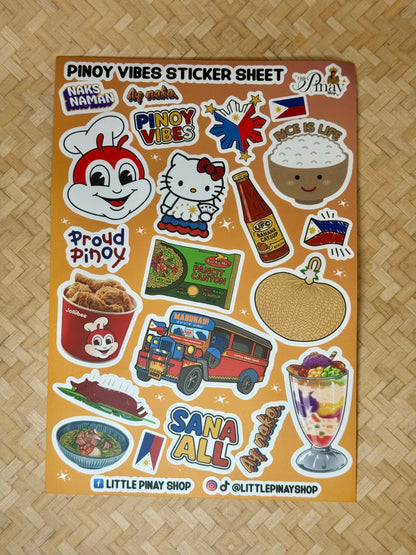 🇵🇭 Pinoy Vibes – Waterproof Vinyl PVC Sticker Sheet (5.2” × 7.5”) | Little Pinay Shop