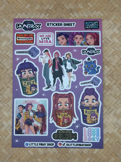 ✨ Kpop Demon Hunters – Waterproof Vinyl PVC Sticker Sheets (5.2” W × 7.5” H)