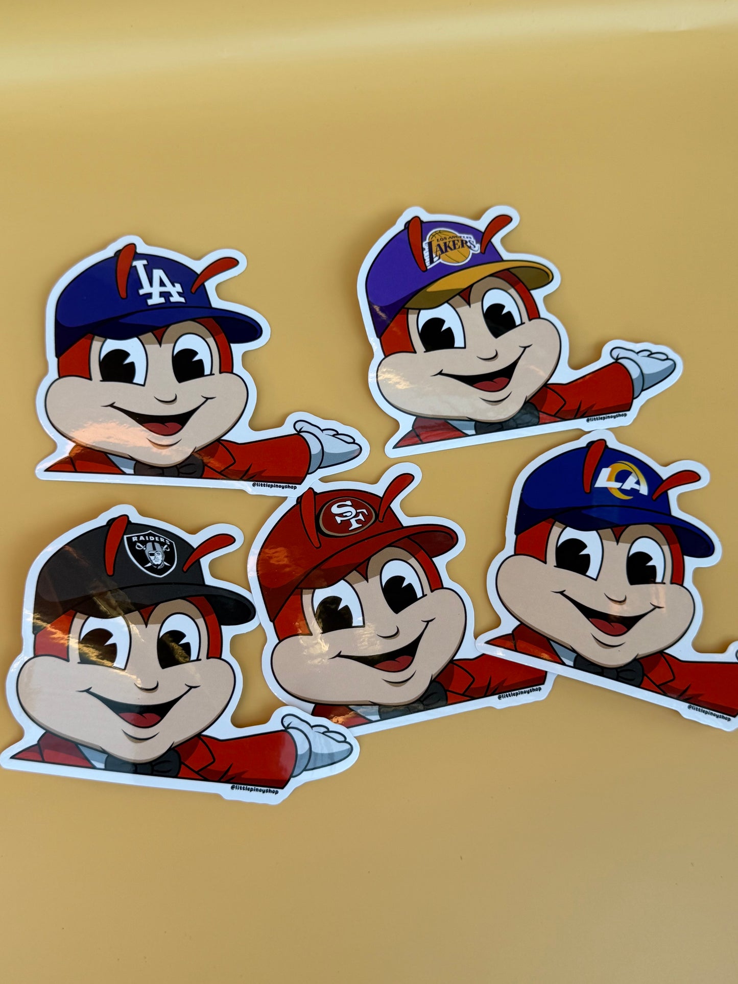 Filipino Jollibee Inspired Car Decal 🇵🇭 | Peeker Sticker | Sports Team Edition | Waterproof UV Vinyl | 4” Wide