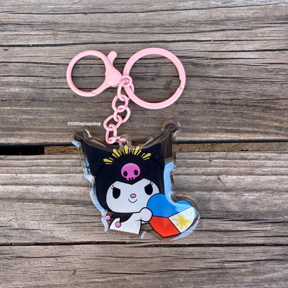 Kuromi Heart PH Flag Keychain , Bag Charm