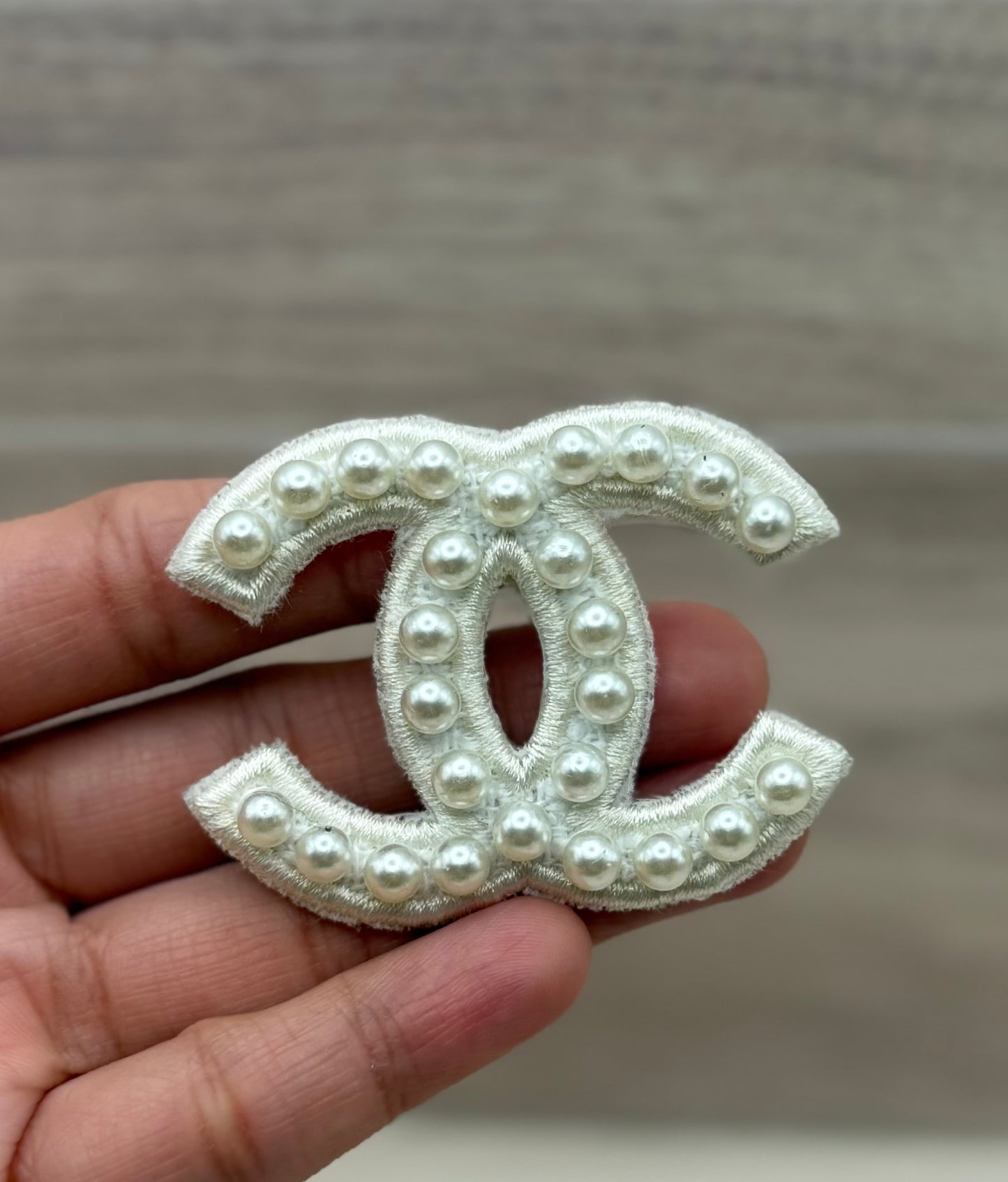 Pearl CC Style Adhesive Patch – Luxury Inspired Embroidered Appliqué