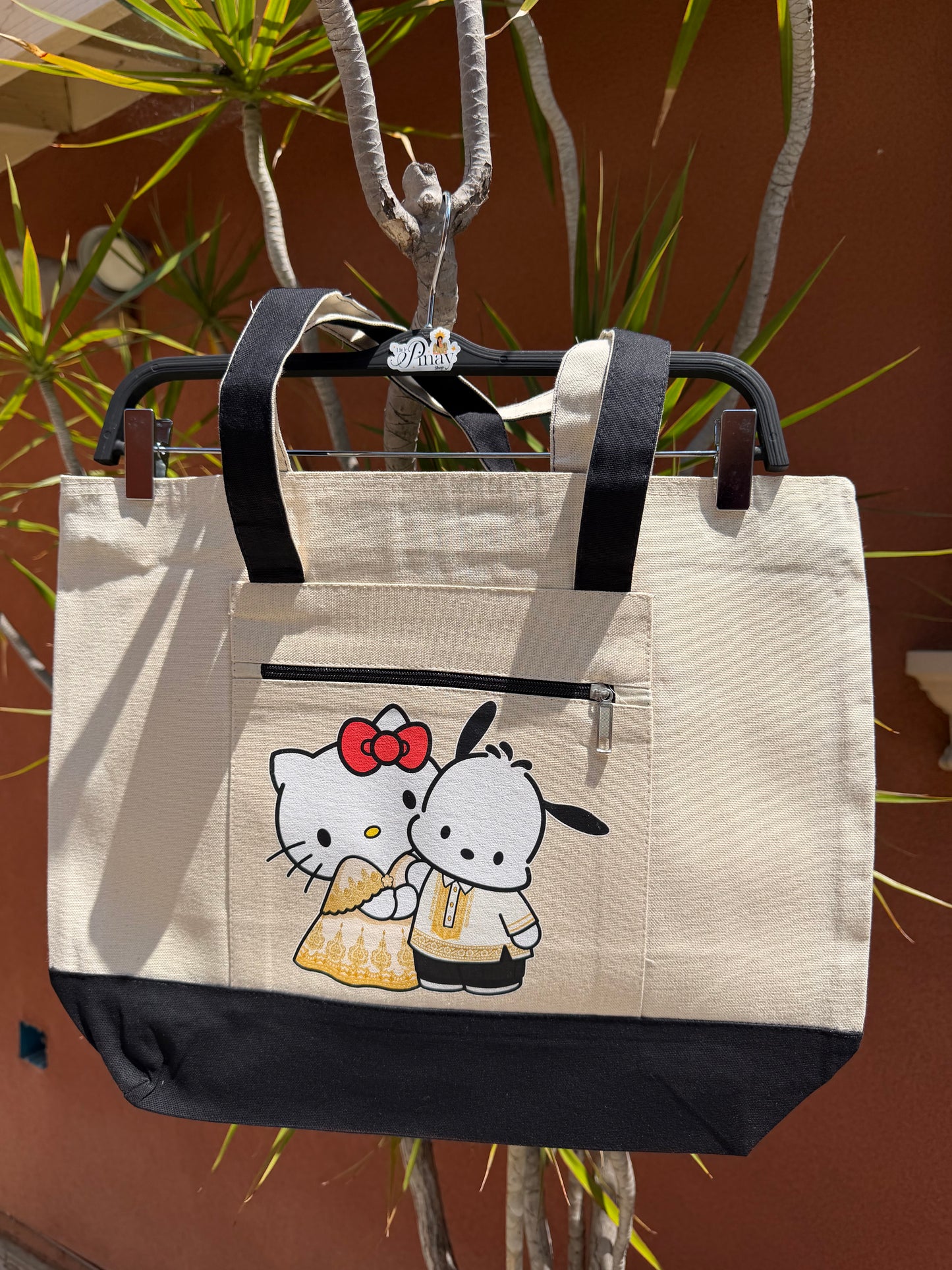 Kitty and Pochacco in Filipino Traditional Outfit Zippered Tote Bag