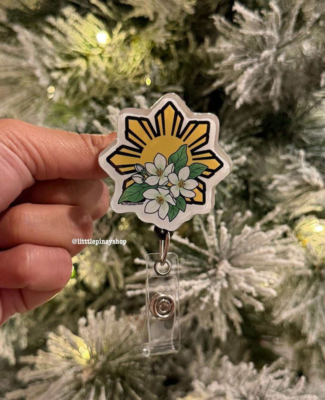 Sun Sampaguita ID Badge Reel ( Alligator Clip )