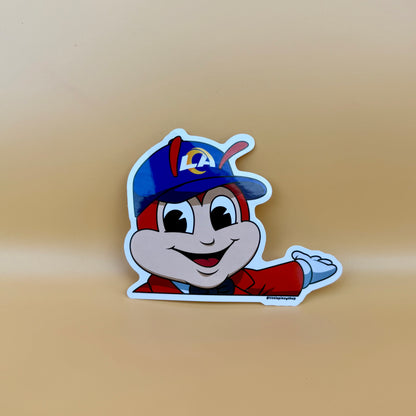 Filipino Jollibee Inspired Car Decal 🇵🇭 | Peeker Sticker | Sports Team Edition | Waterproof UV Vinyl | 4” Wide