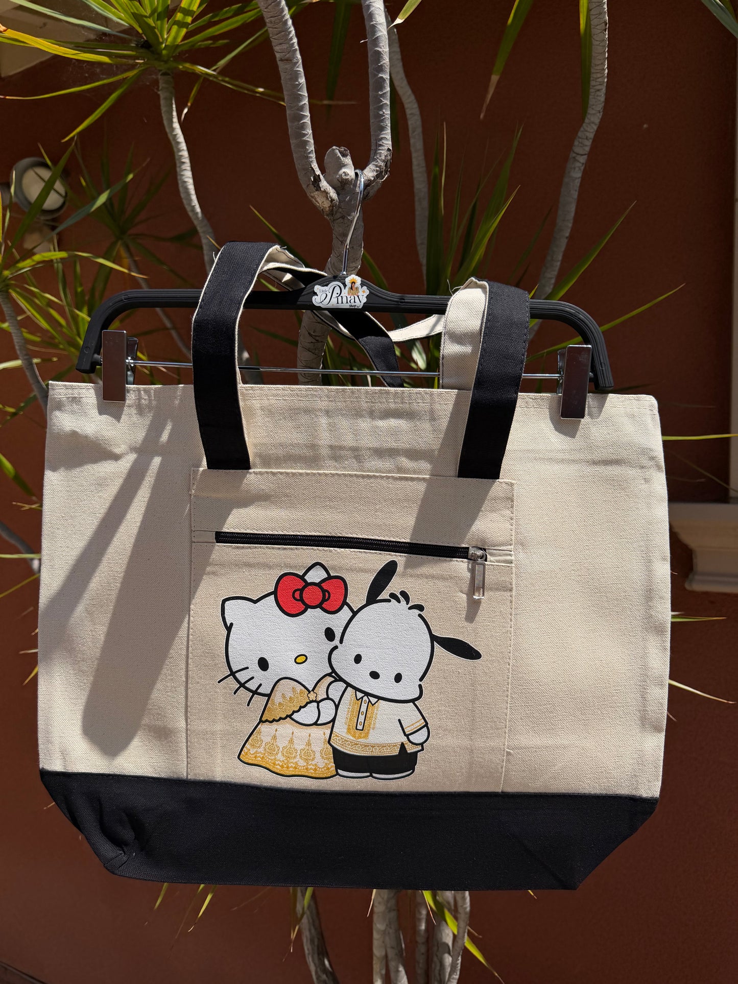 Kitty and Pochacco in Filipino Traditional Outfit Zippered Tote Bag
