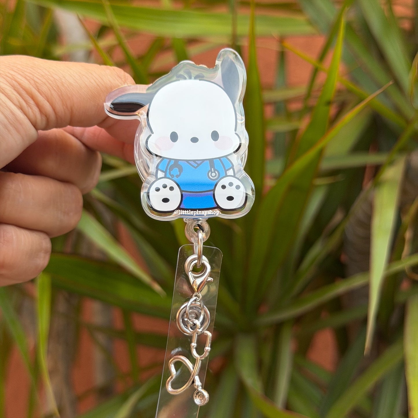 Cute Pochacco Nurse Healthcare Worker ID Badge Reel ( Alligator Clip )