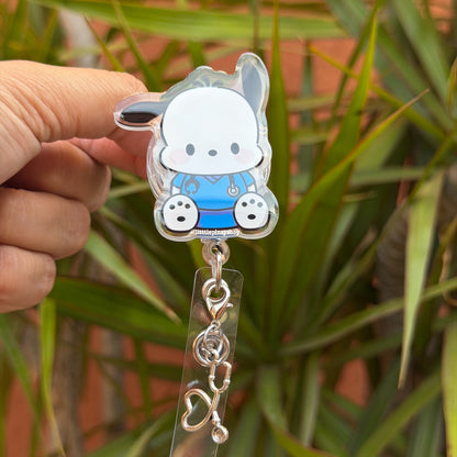 Cute Pochacco Nurse Healthcare Worker ID Badge Reel ( Alligator Clip )