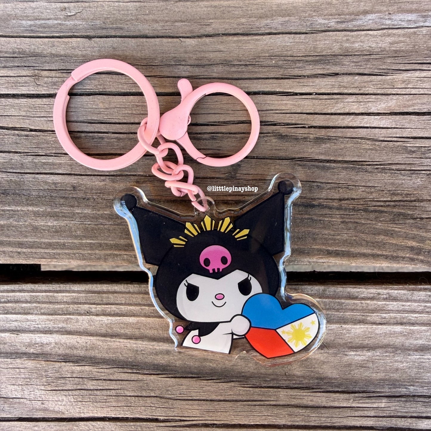 Kuromi Heart PH Flag Keychain , Bag Charm