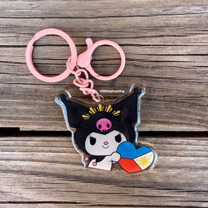 Kuromi Heart PH Flag Keychain , Bag Charm