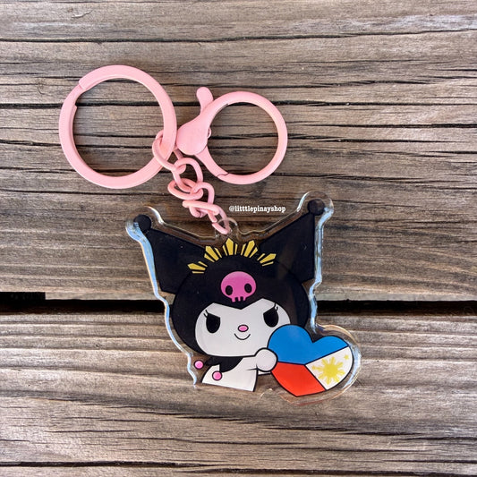 Kuromi Heart PH Flag Keychain , Bag Charm