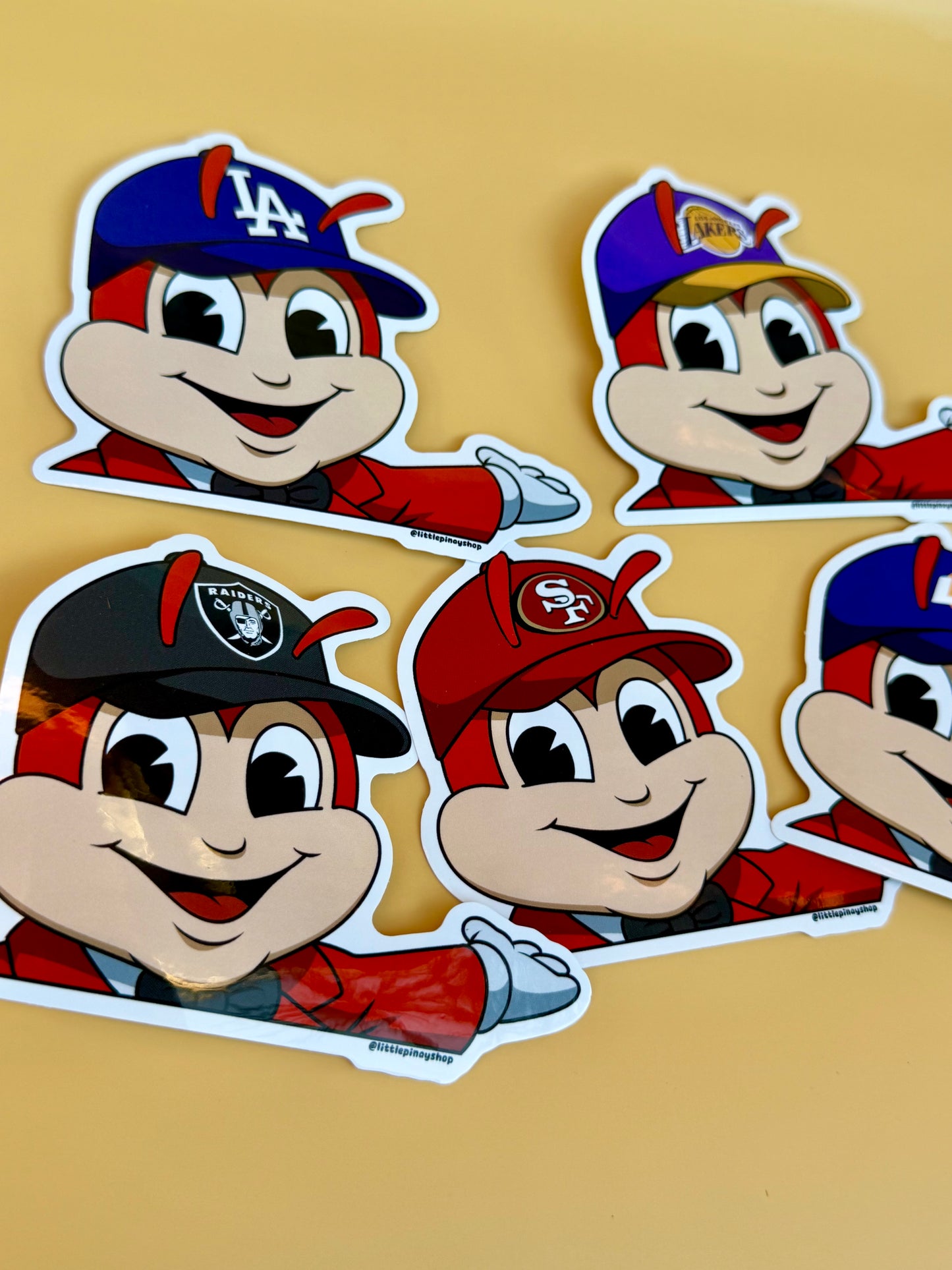 Filipino Jollibee Inspired Car Decal 🇵🇭 | Peeker Sticker | Sports Team Edition | Waterproof UV Vinyl | 4” Wide