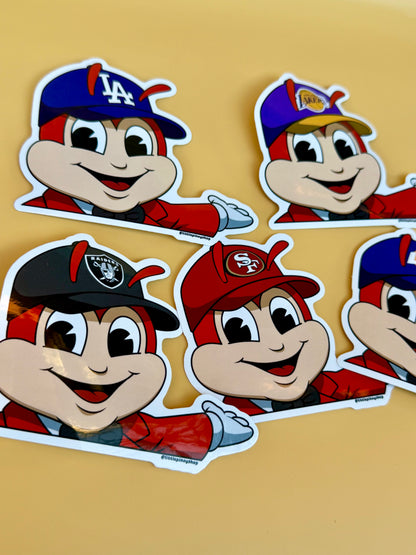 Filipino Jollibee Inspired Car Decal 🇵🇭 | Peeker Sticker | Sports Team Edition | Waterproof UV Vinyl | 4” Wide