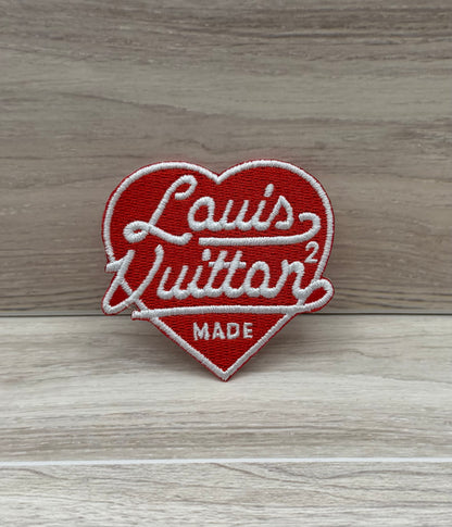 Red Heart “LV” Iron-On Patch – 2.5” x 2.2”